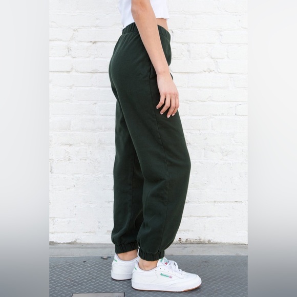 Brandy Melville Green Jogger Track Pants Elastic Waist - Picture 3 of 9